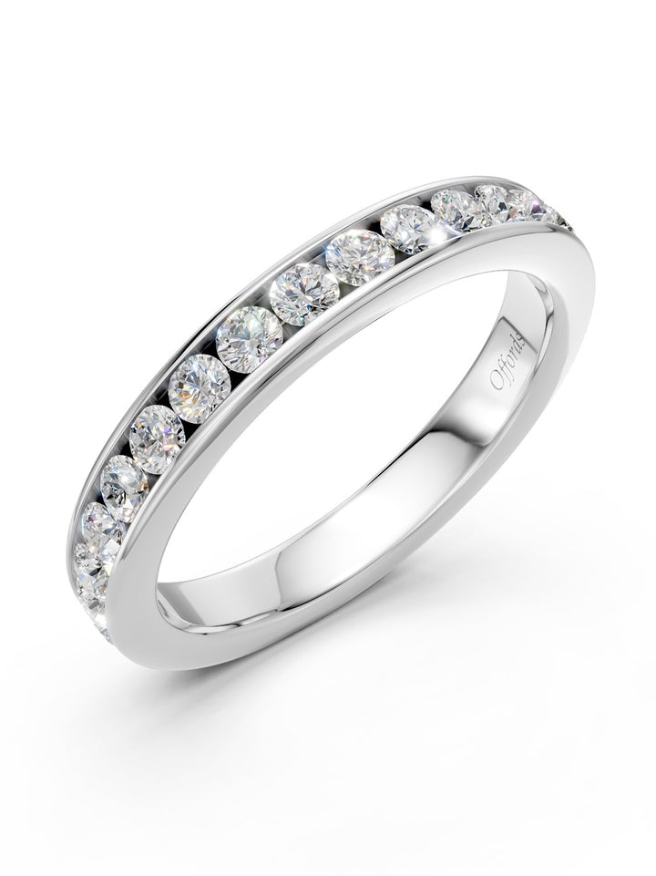 Platinum brilliant cut diamond channel set eternity ring