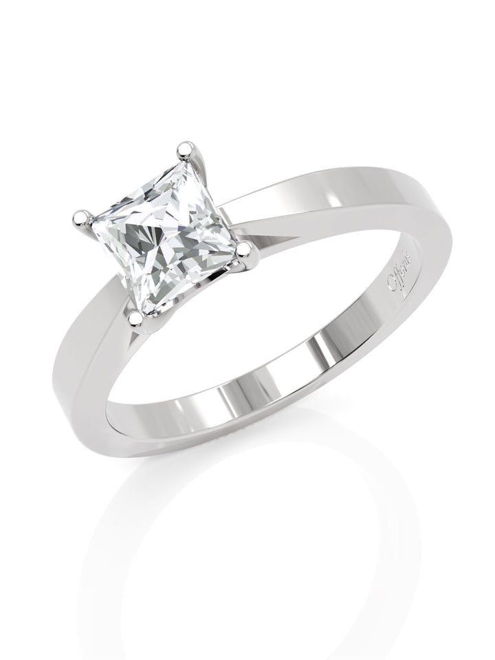 Platinum 0.71ct princess cut diamond solitaire ring.