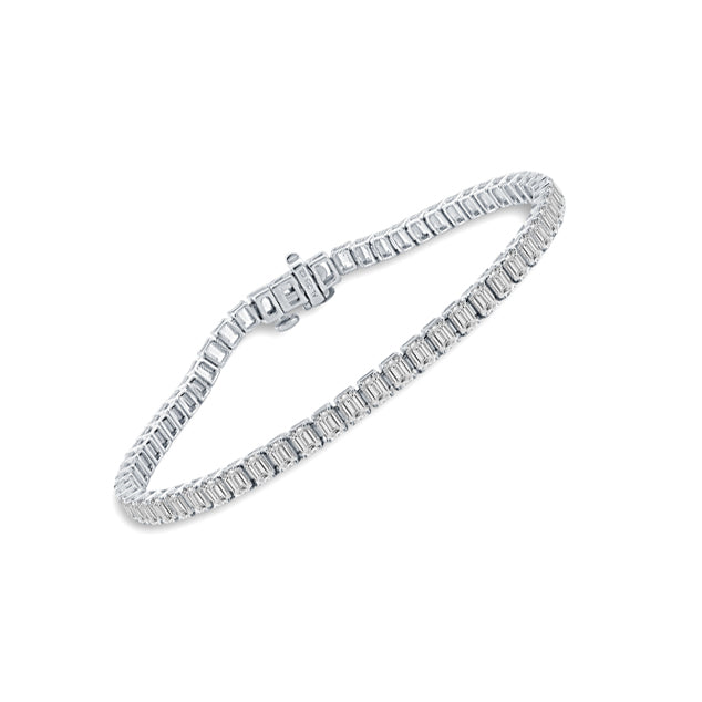 9ct white gold laboratory grown emerald cut diamond line bracelet