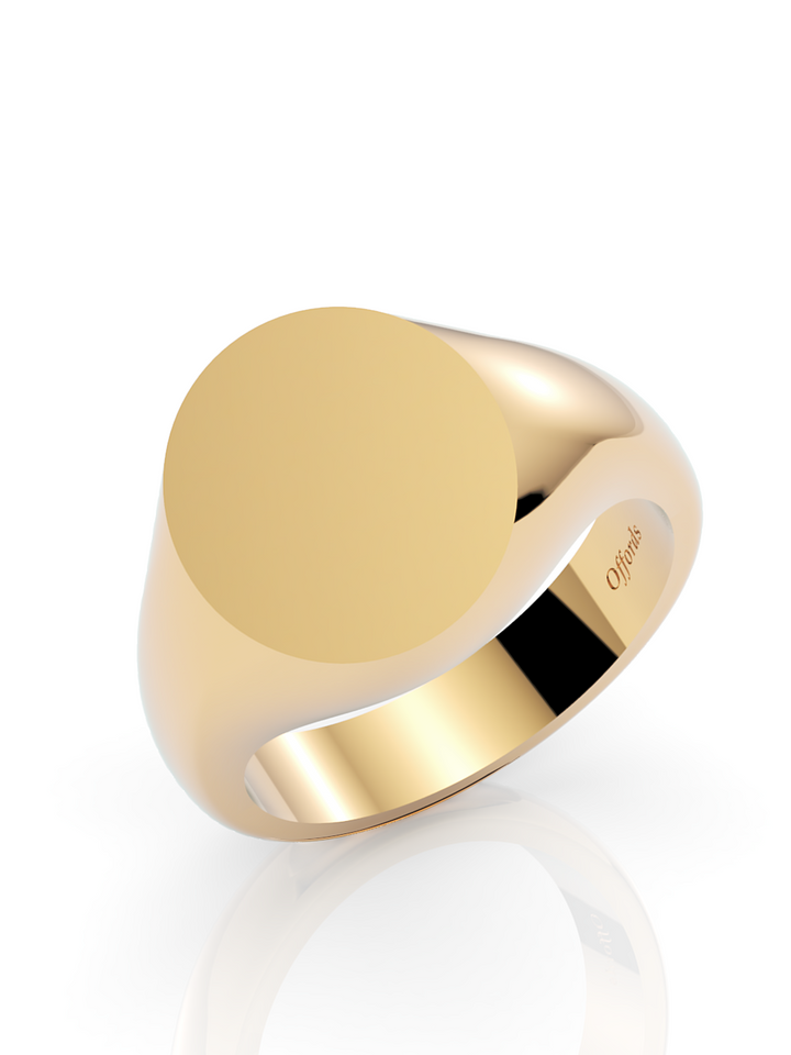 9ct yellow gold 14x12mm oval signet ring