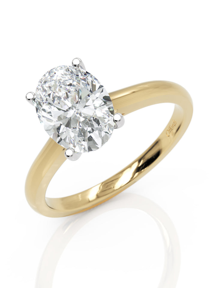 18ct yellow gold & platinum Laboratory Grown 1.51ct oval cut diamond solitaire ring