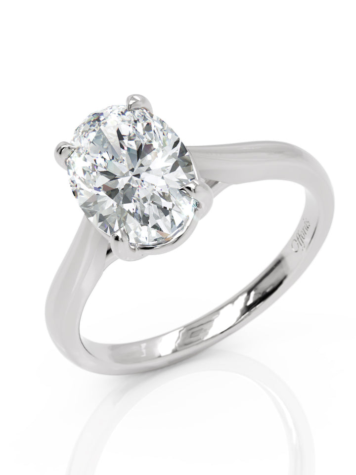 Platinum Laboratory Grown 1.51ct oval cut diamond solitaire ring
