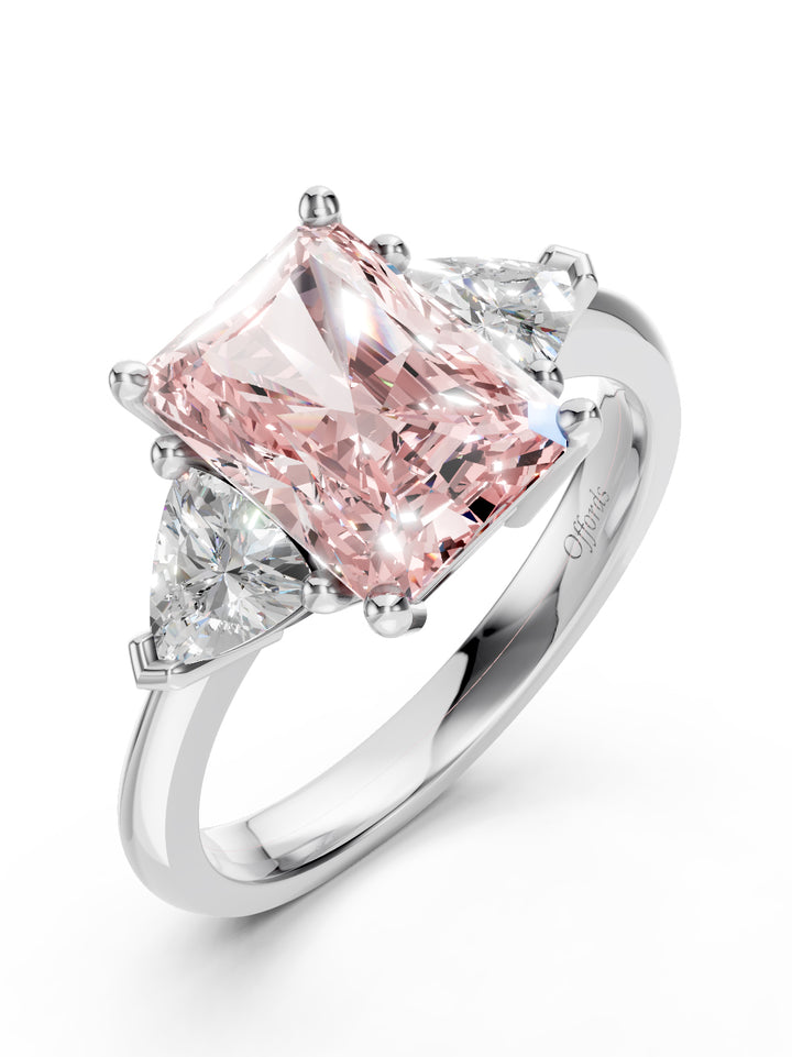 Platinum laboratory grown fancy vivid pink and trilliant cut diamond ring