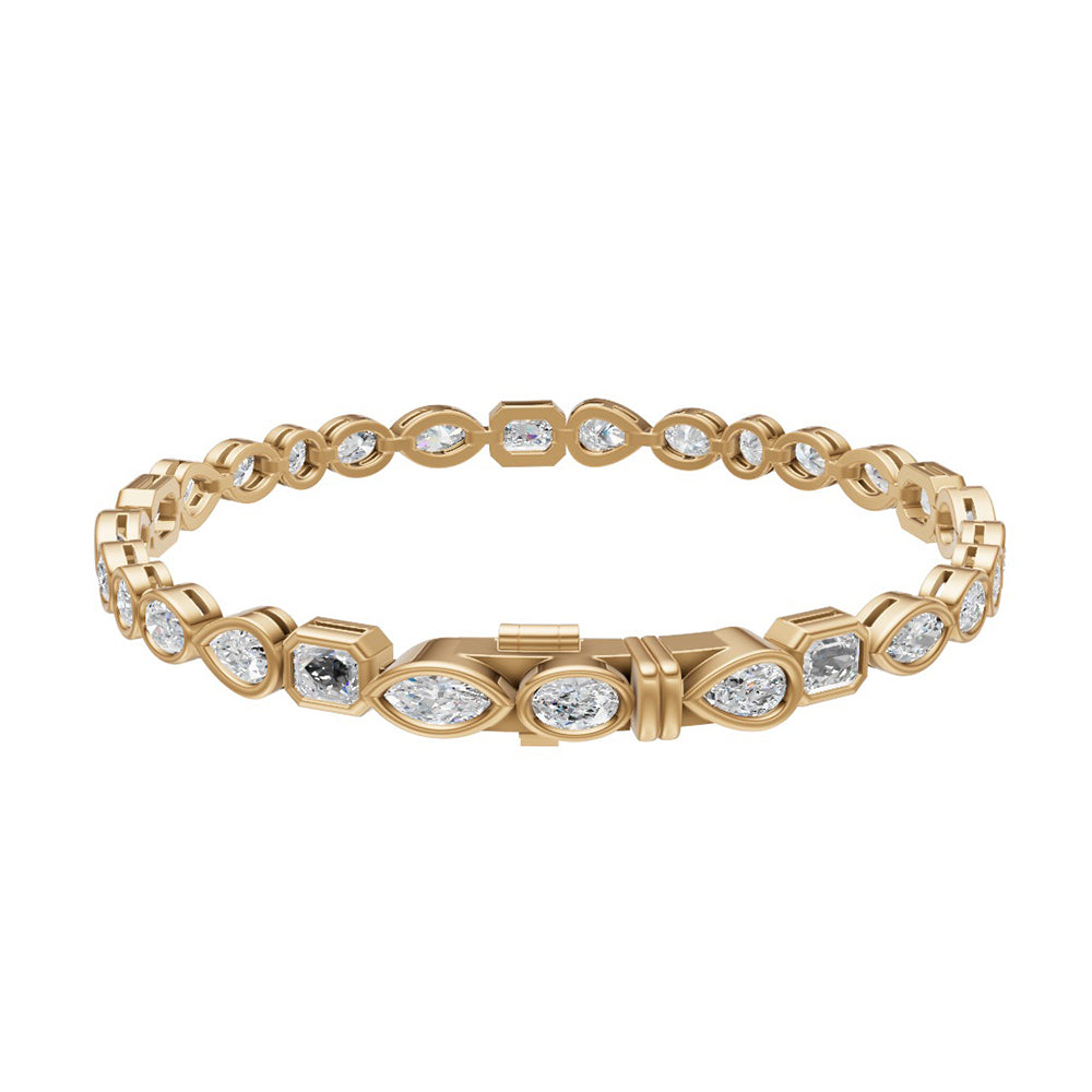 9ct yellow gold mixed cut laboratory grown diamond line bracelet