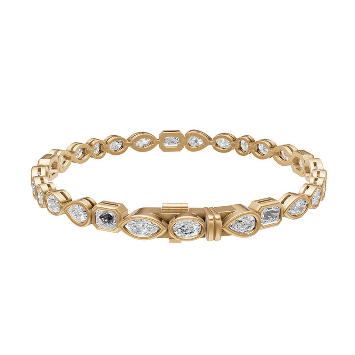 9ct yellow gold mixed cut laboratory grown diamond line bracelet