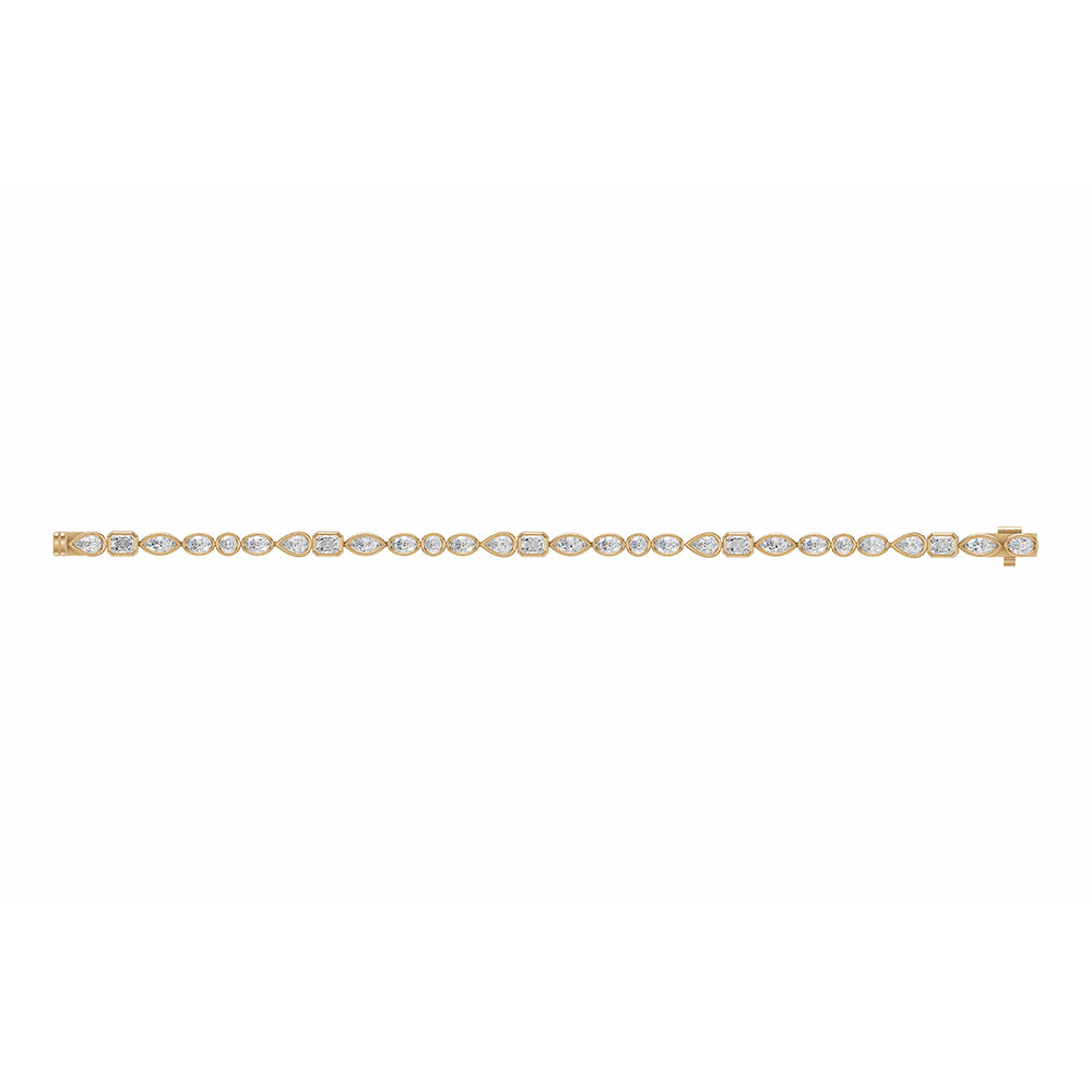 9ct yellow gold mixed cut laboratory grown diamond line bracelet