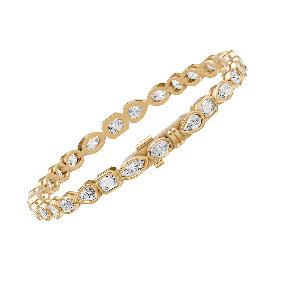 9ct yellow gold mixed cut laboratory grown diamond line bracelet
