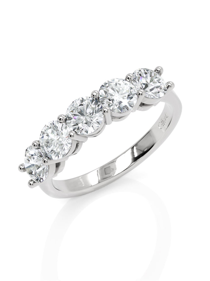 Platinum diamond five stone eternity ring