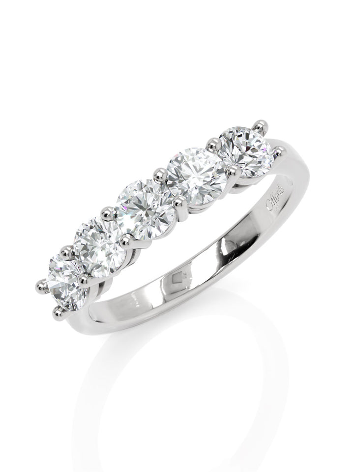 Platinum diamond five stone eternity ring