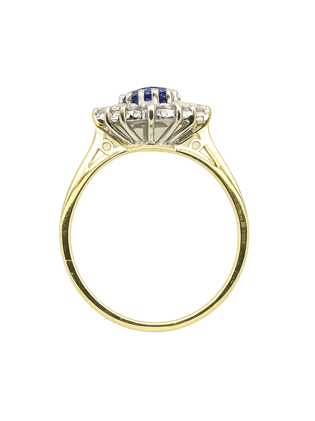 Pre-owned 18ct yellow gold oval sapphire and diamond cluster ring
