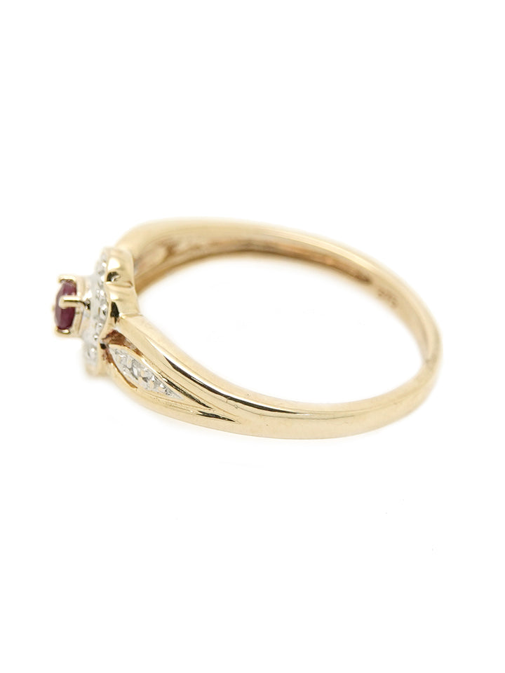 Pre-Owned 9ct Yellow Gold Ruby and Diamond Ring