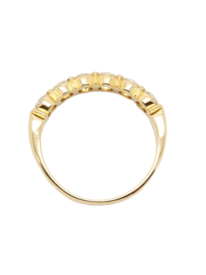 Pre-owned yellow gold bar set 6 diamond half eternity ring