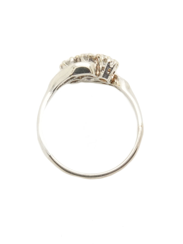 Pre-owned 18ct white gold 3 stone diamond cross over ring