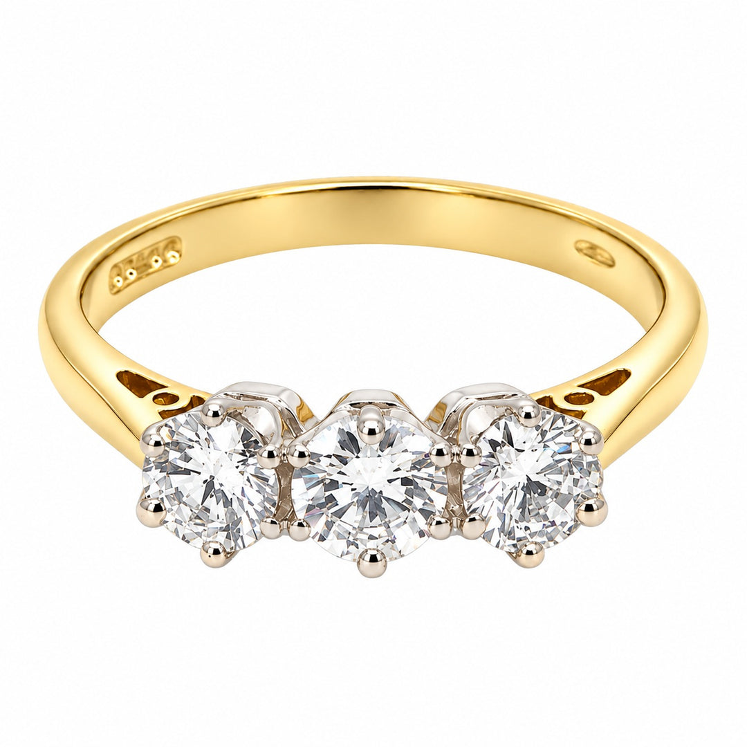 Pre-owned 18ct yellow gold three stone diamond ring