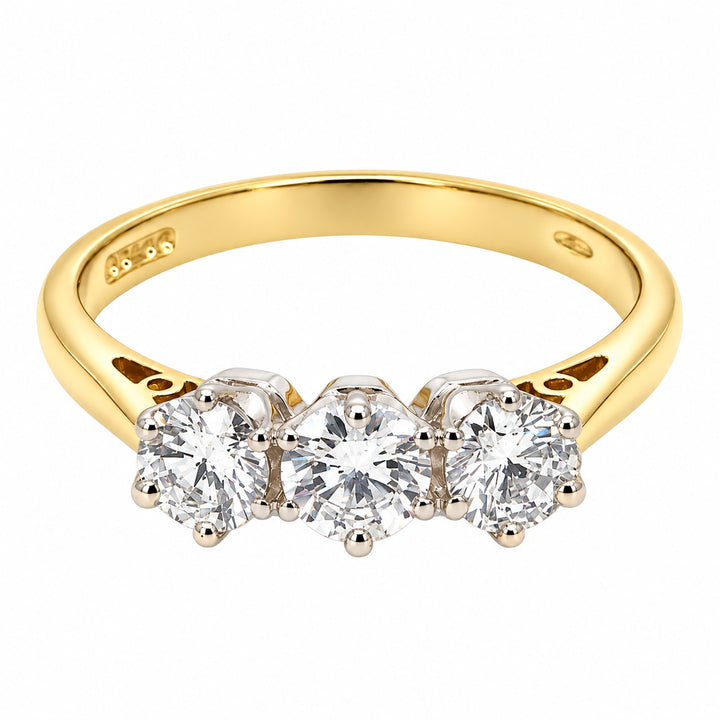 Pre-owned 18ct yellow gold three stone diamond ring