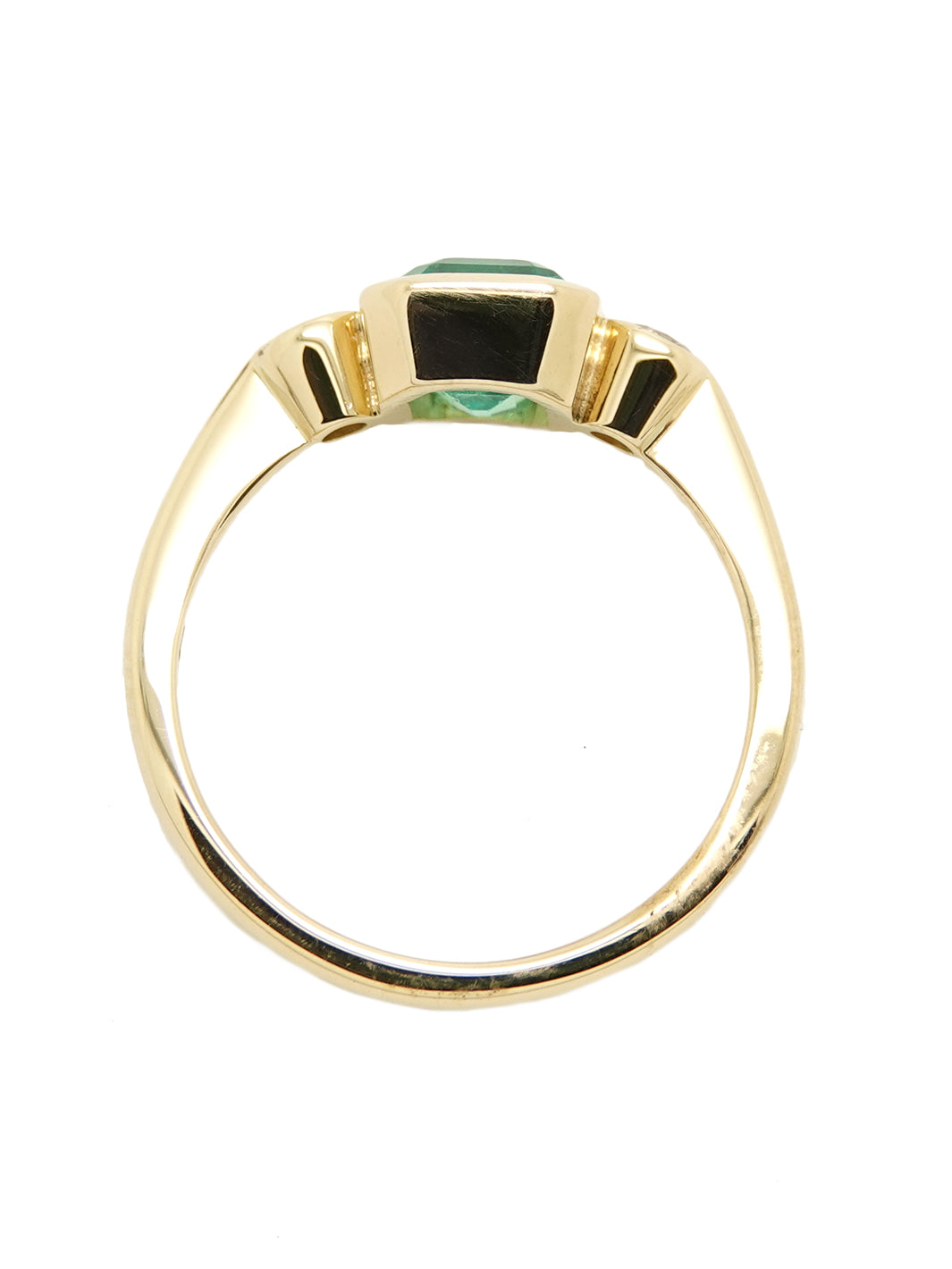 Pre-owned 18ct yellow gold Emerald & Diamond 3 stone ring