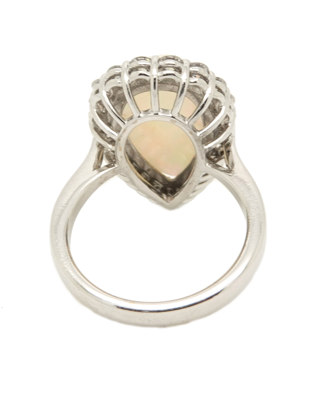 Pre-owned 18ct white gold pear shaped opal and diamond cluster ring