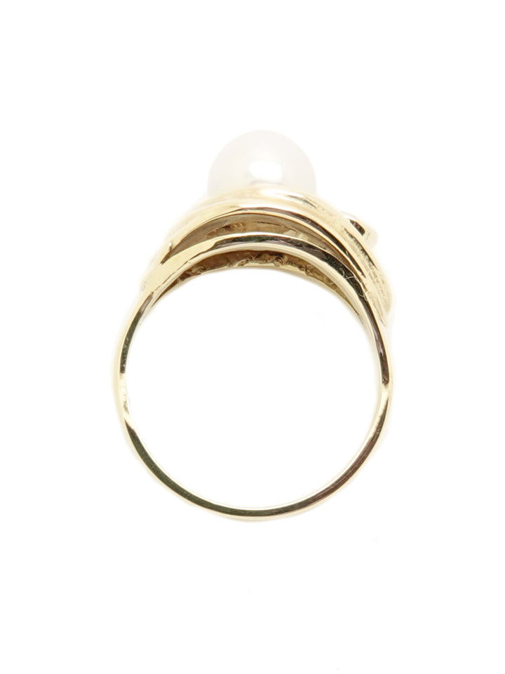 Pre-owned yellow gold diamond and cultured pearl fancy ring