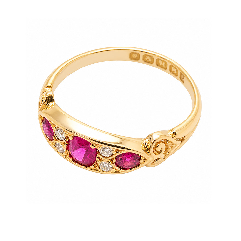 Pre-owned 18ct yellow gold ruby and diamond ring