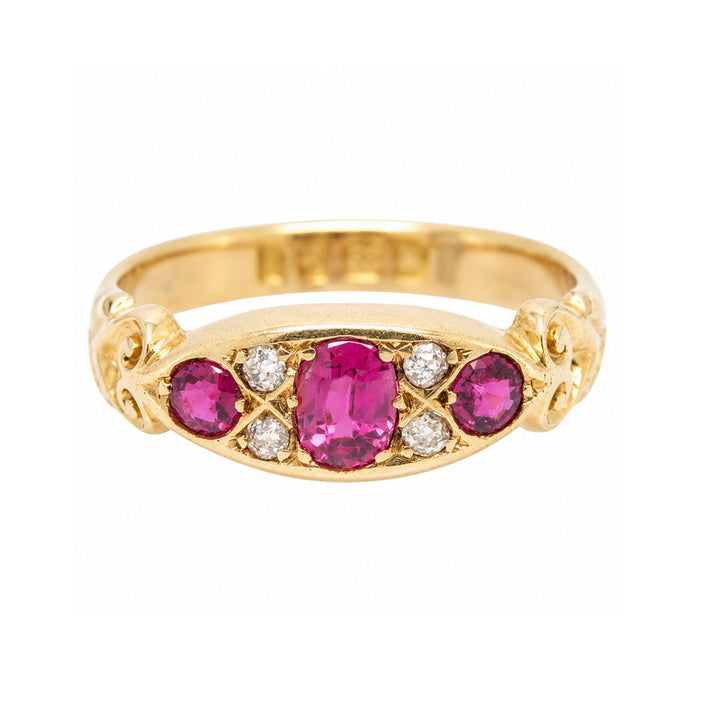 Pre-owned 18ct yellow gold ruby and diamond ring