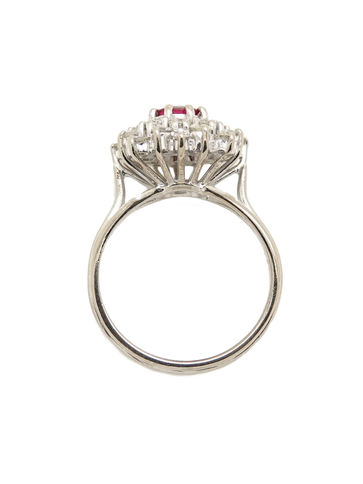Pre-owned 18ct White Gold Ruby and Diamond Cluster Ring