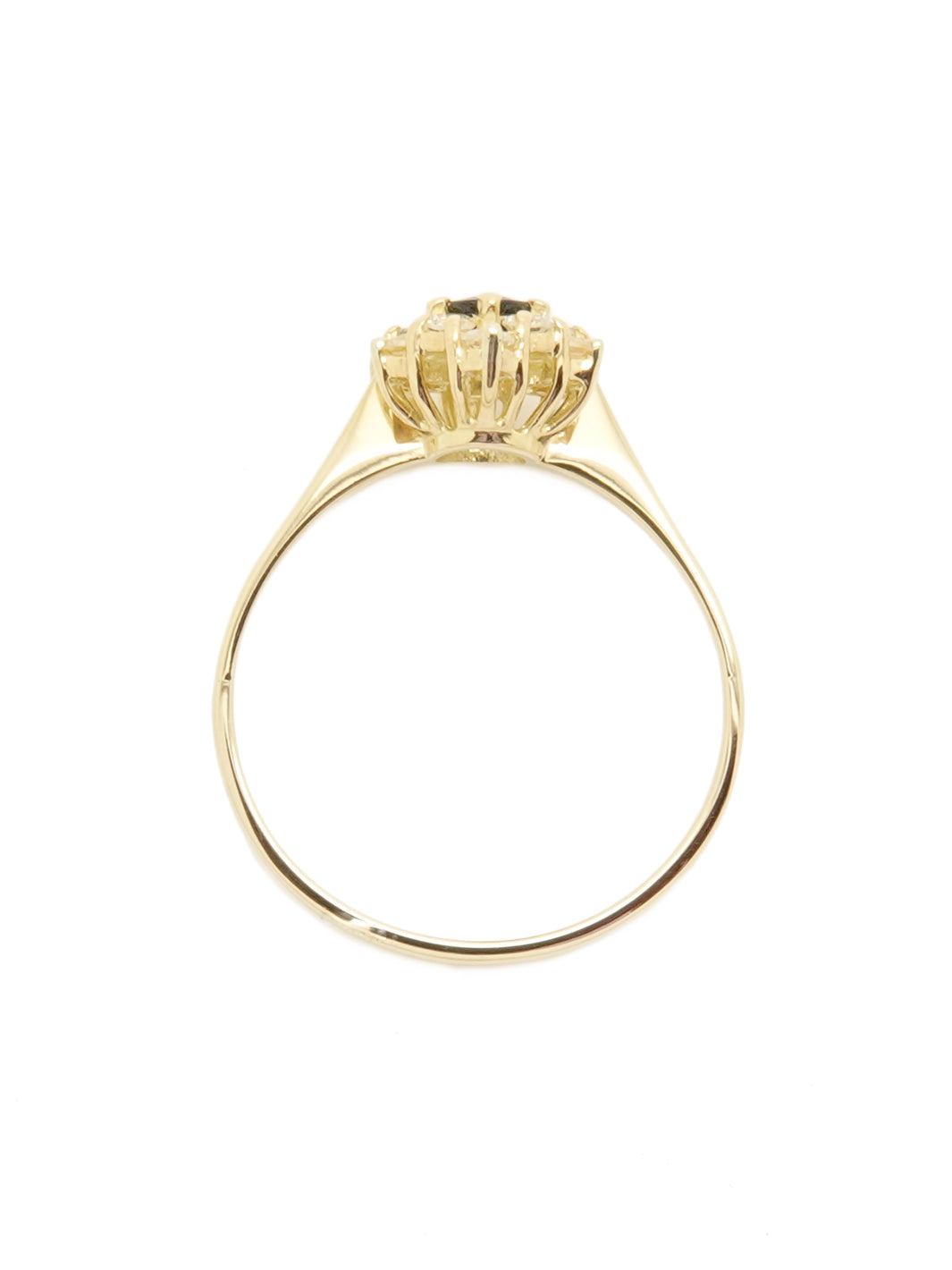 Pre-owned 18ct yellow gold oval sapphire and diamond cluster ring