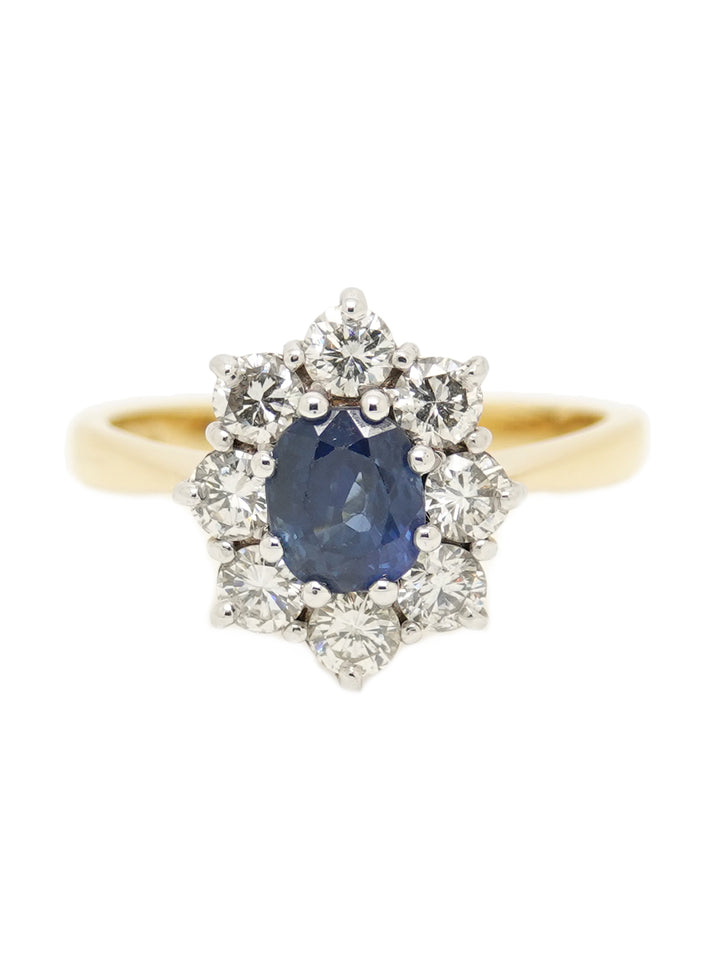 Pre-owned 18ct Sapphire and Diamond Cluster Ring