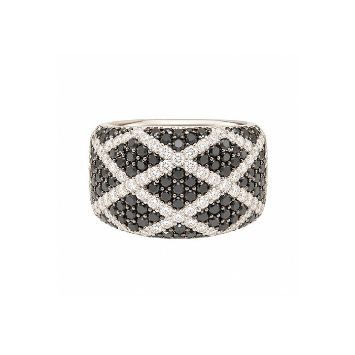 Pre-owned 18ct white gold white and black diamond cocktail ring