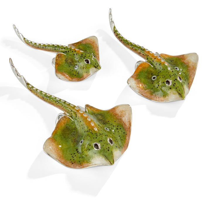 Saturno Silver & Enamelled Ray Fish