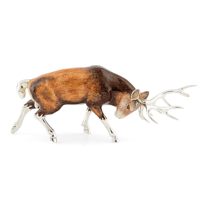 Saturno Silver & Enamelled Stags Rutting