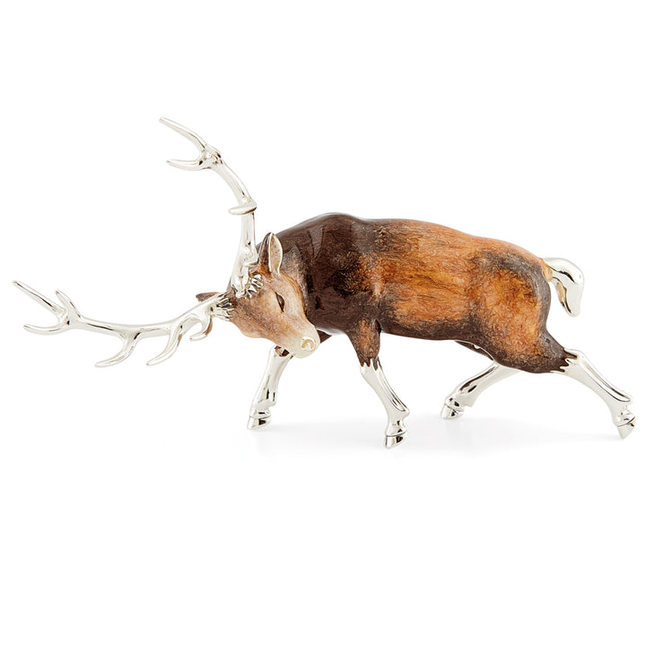 Saturno Silver & Enamelled Stags Rutting