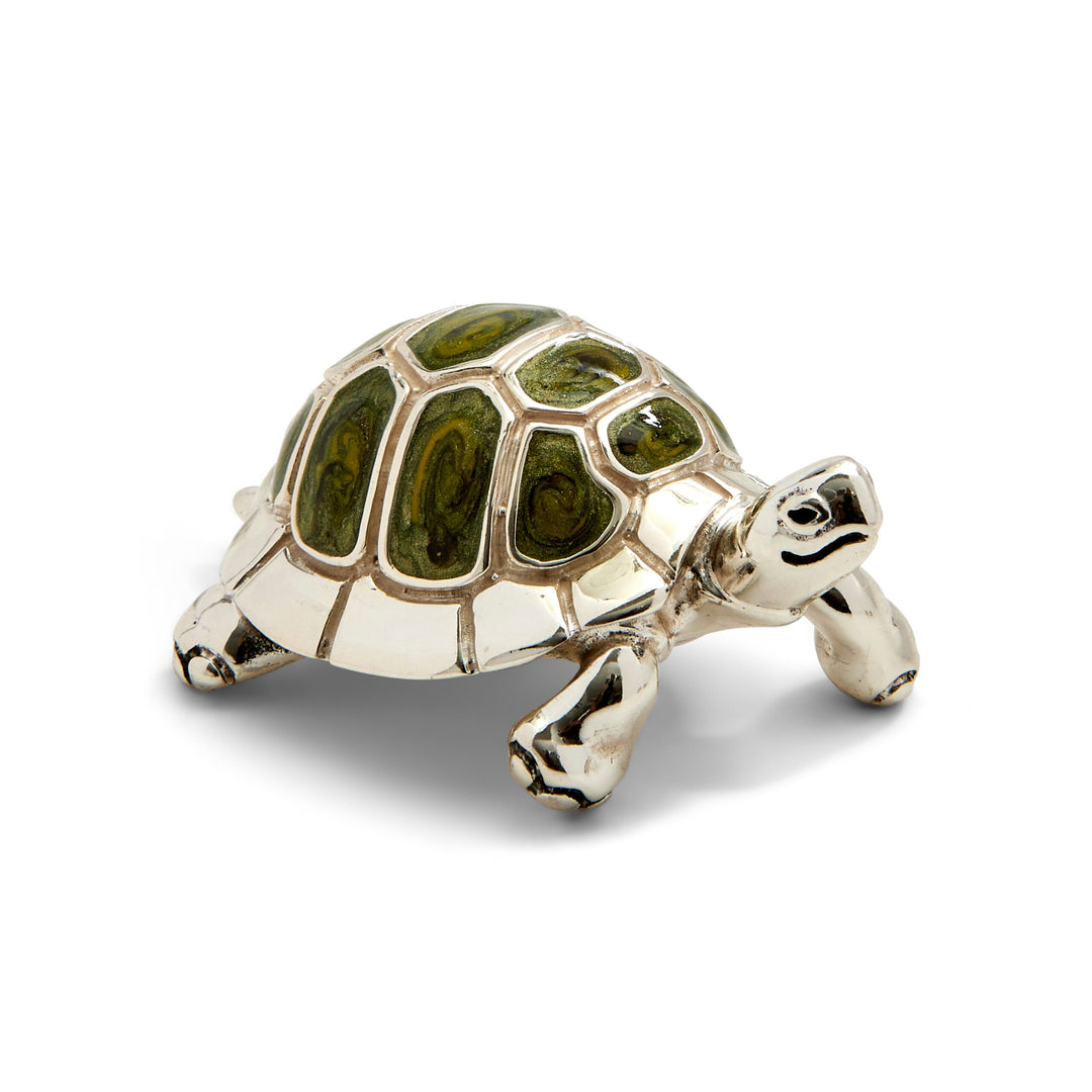 Saturno Silver & Enamelled Tortoise Family – Green