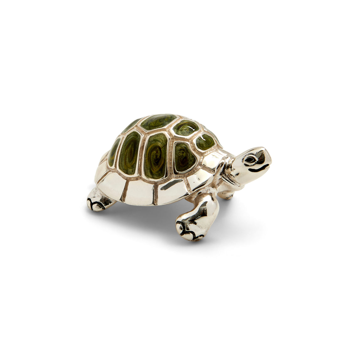 Saturno Silver & Enamelled Tortoise Family – Green