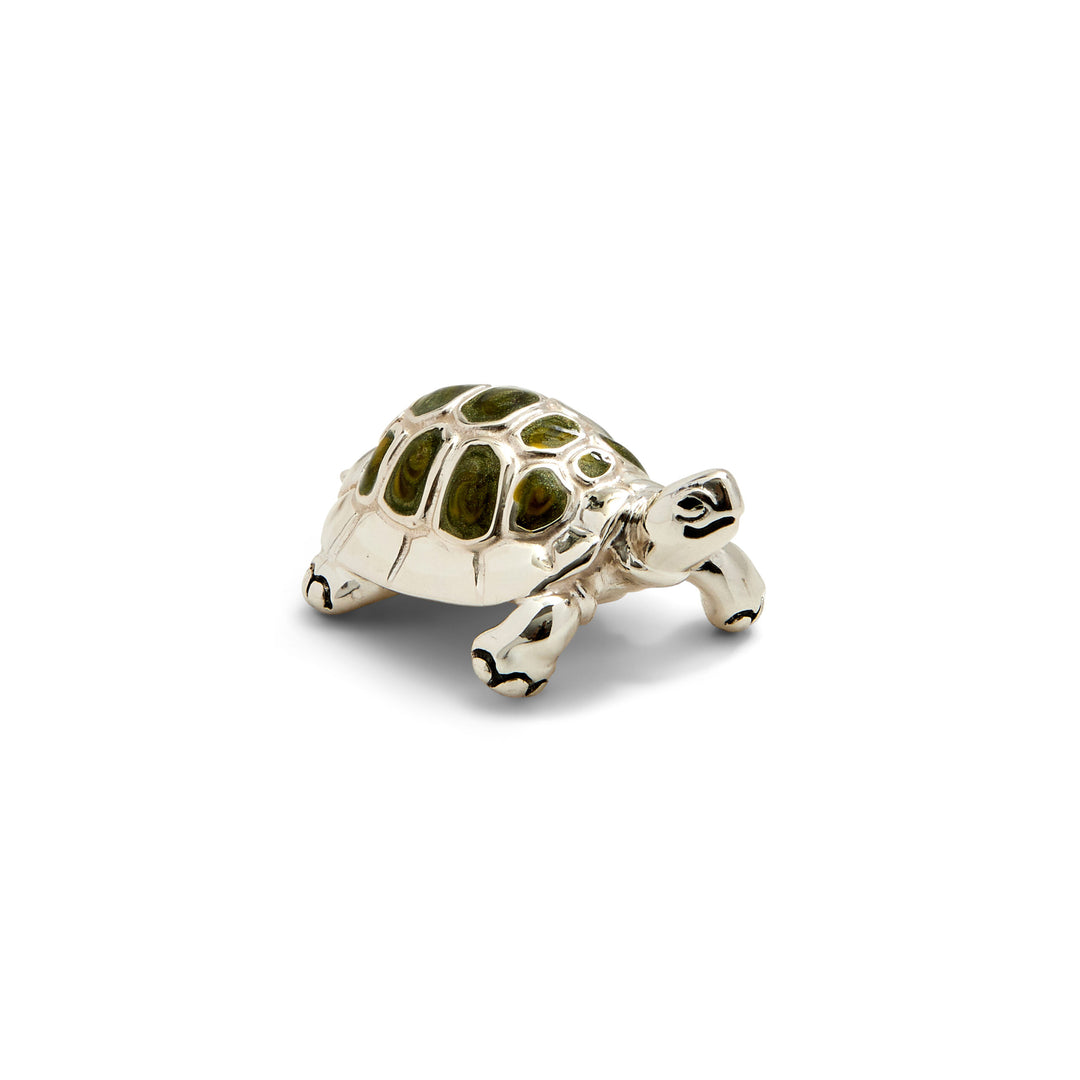 Saturno Silver & Enamelled Tortoise Family – Green