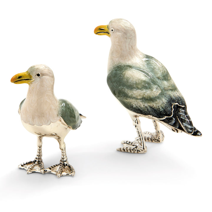 Saturno Silver & Enamelled Seagull Pair