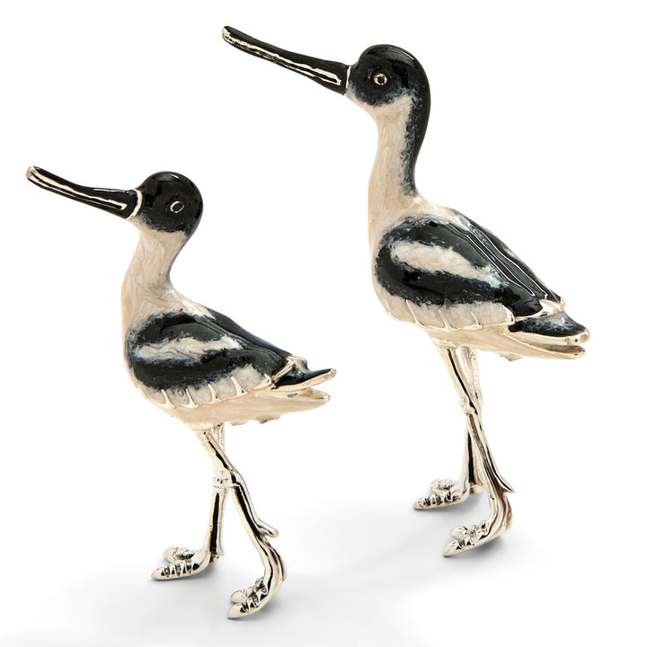 Saturno Silver & Enamelled Avocet Pair