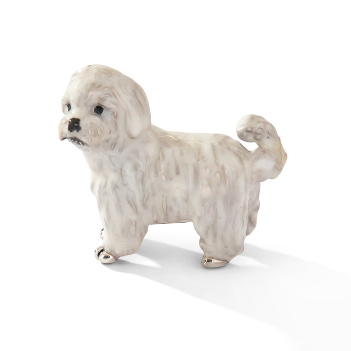 Saturno Silver & Enamelled Maltese Dog