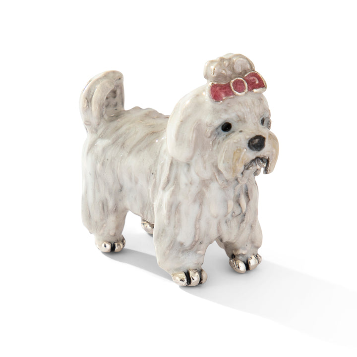 Saturno Silver & Enamelled Maltese Dog
