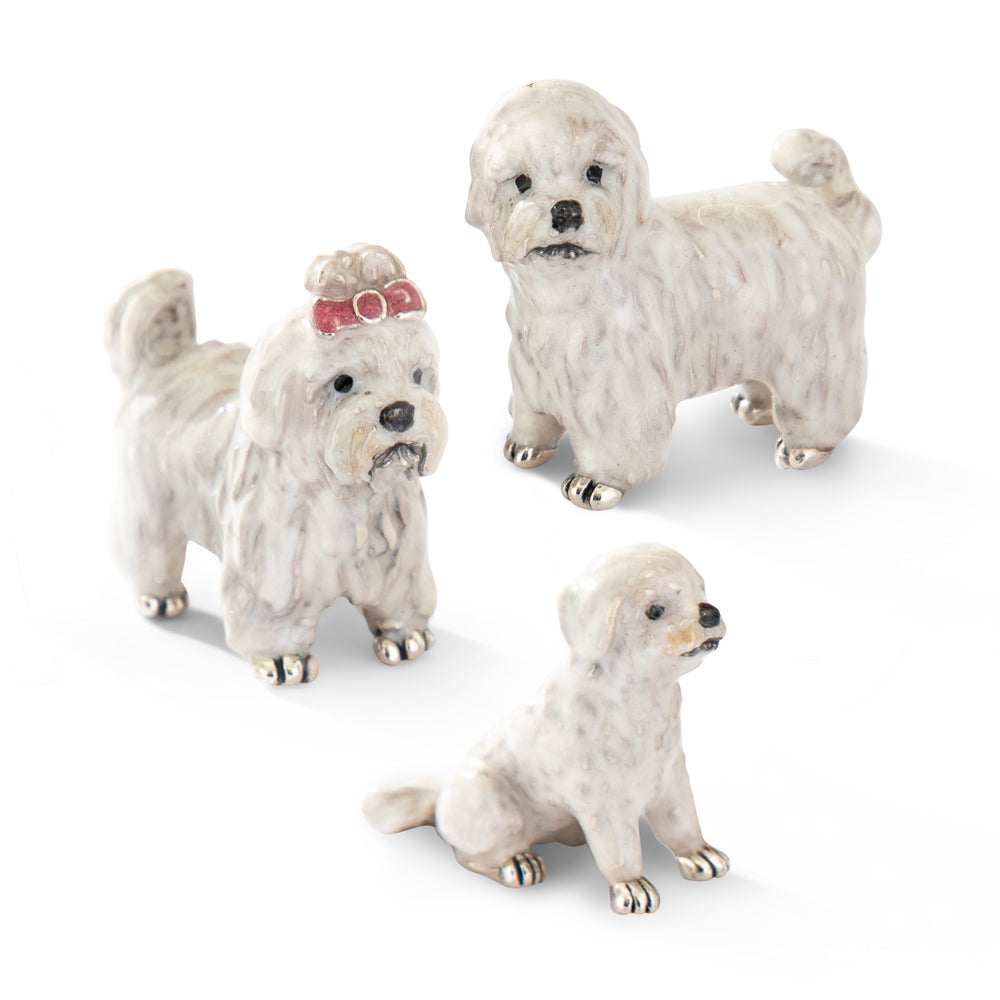 Saturno Silver & Enamelled Maltese Dog