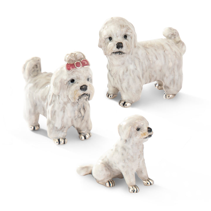 Saturno Silver & Enamelled Maltese Dog
