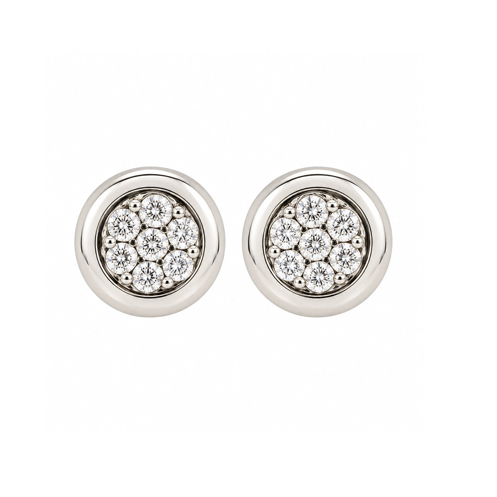 Pre-owned 18ct white gold diamond cluster stud earrings