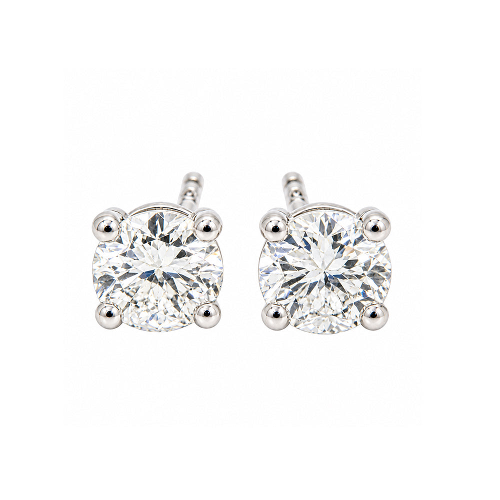 Pre-owned four claw set 1.36ct diamond stud earrings