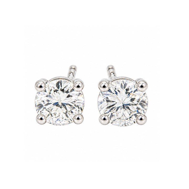 Pre-owned four claw set 1.36ct diamond stud earrings