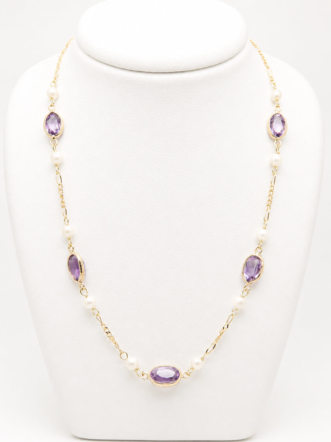 Pre-owned 18ct amethyst and cultured pearl necklace