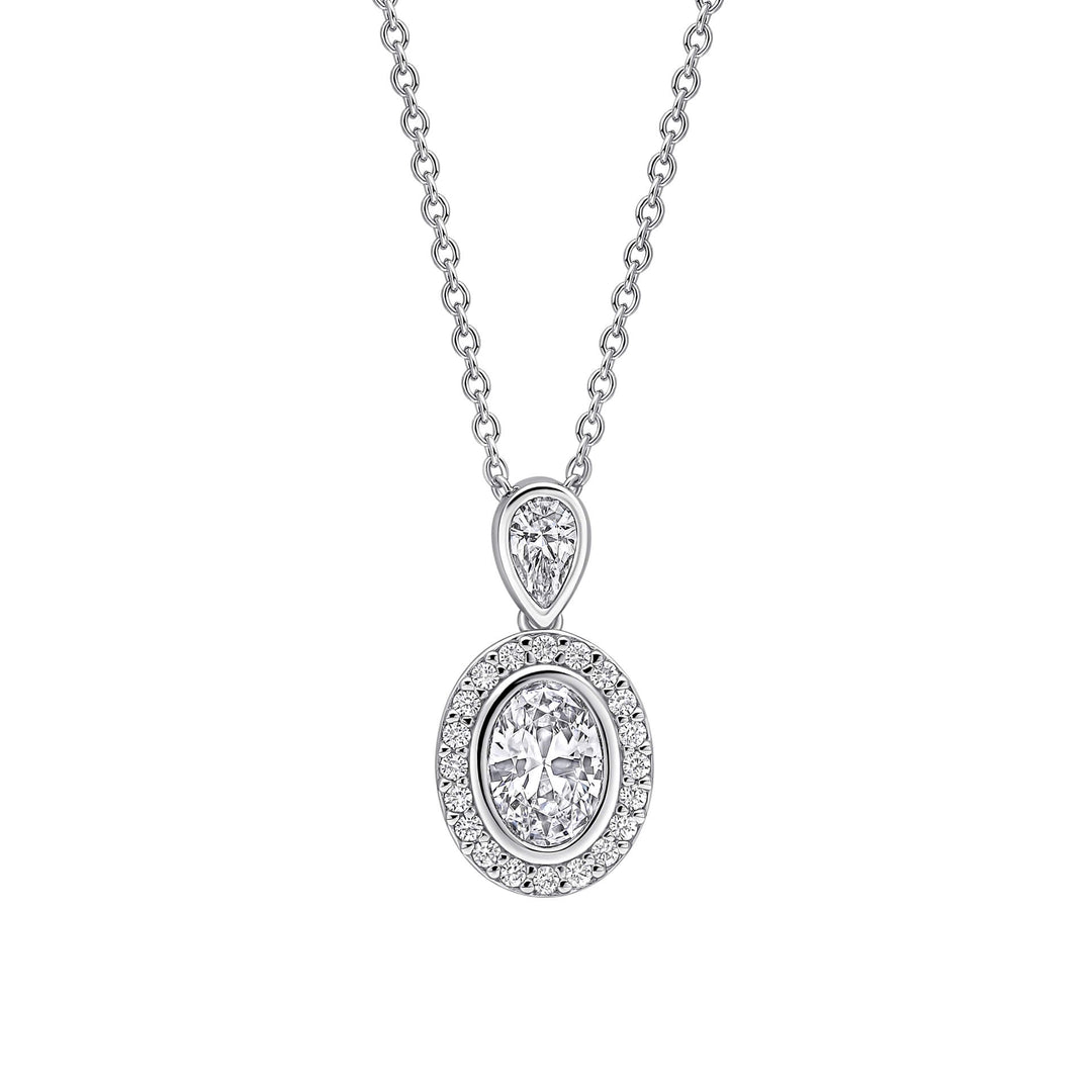 Diamonfire Halo Double Drop Pendant