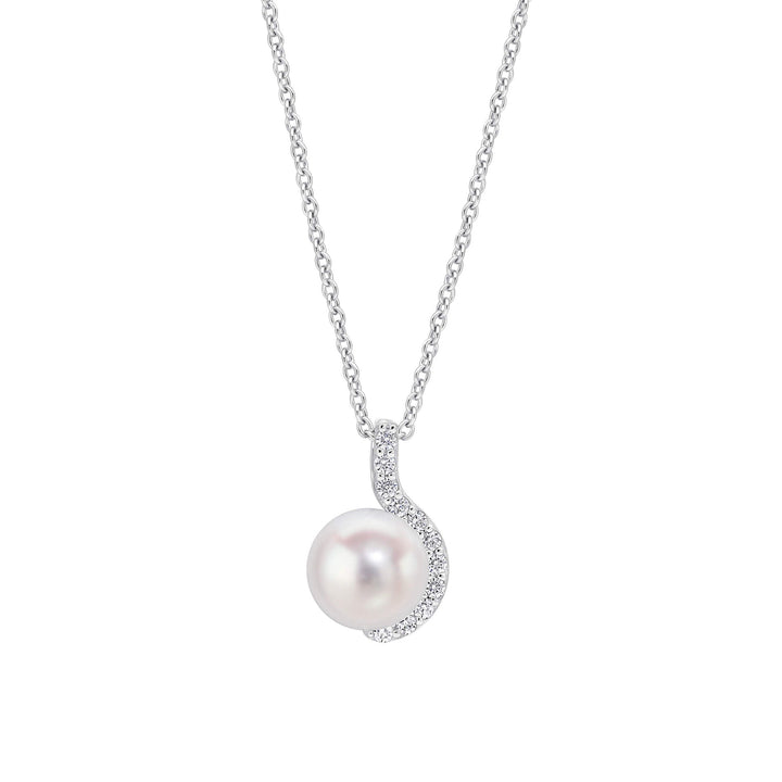 Diamonfire Half Halo Simulated Pearl Pendant