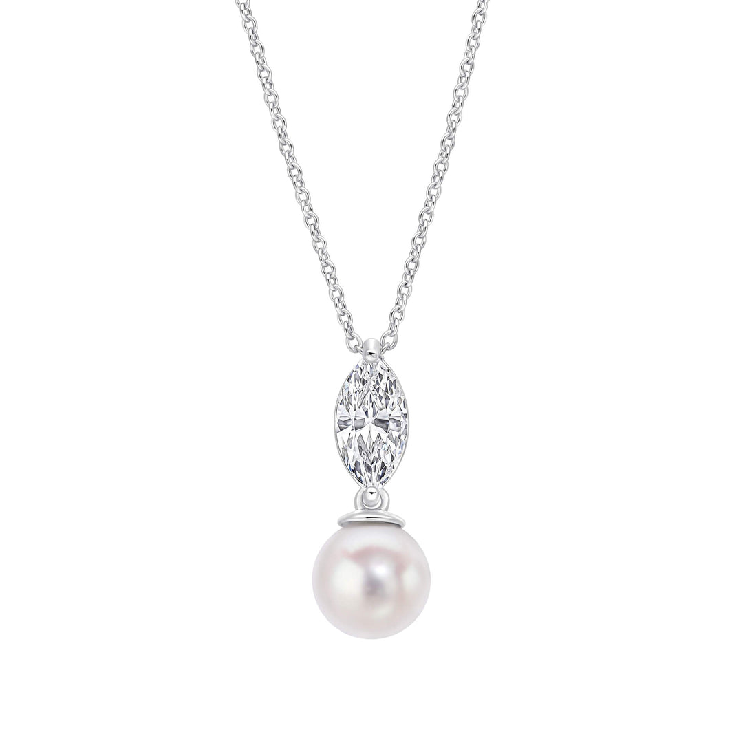 Diamonfire Marquise Simulated Pearl Drop Pendant