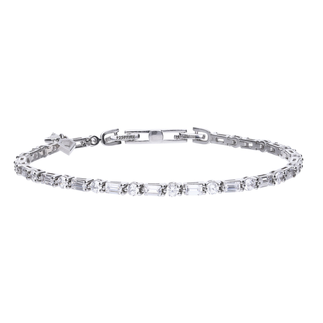 Diamonfire Baguette and Round Zirconia Bracelet