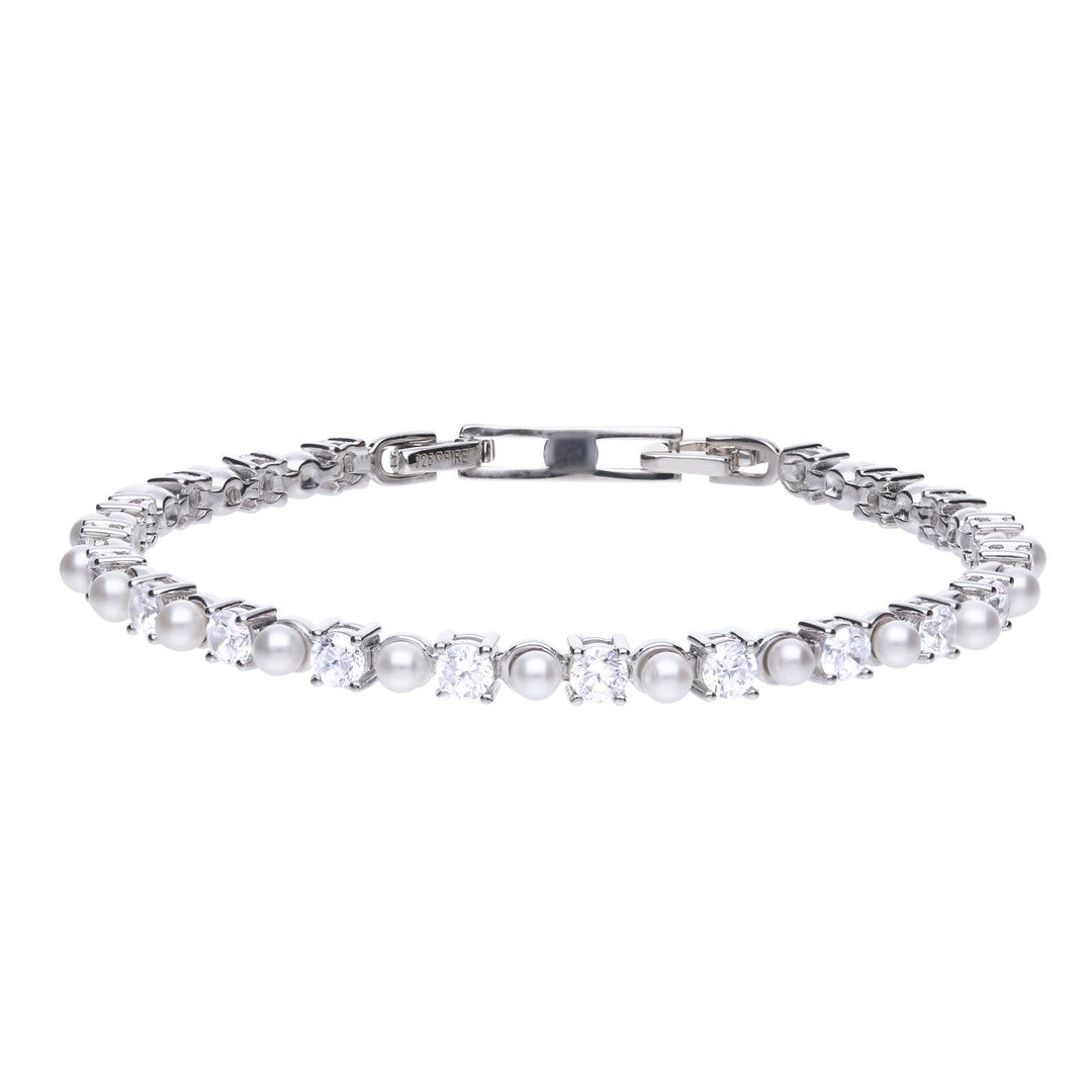 Diamonfire Pearl and Zirconia Tennis Bracelet