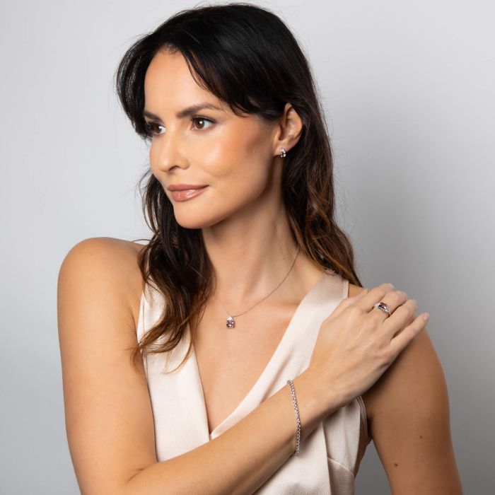Diamonfire Small Zirconia Charm Tennis Bracelet